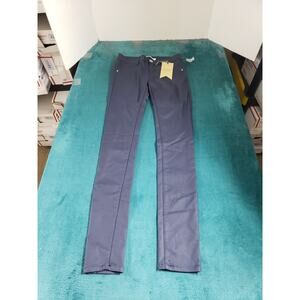 Almost Famous Jeans Size 9 Women Blue Stretch Like Leather Mid Rise Straight NWT